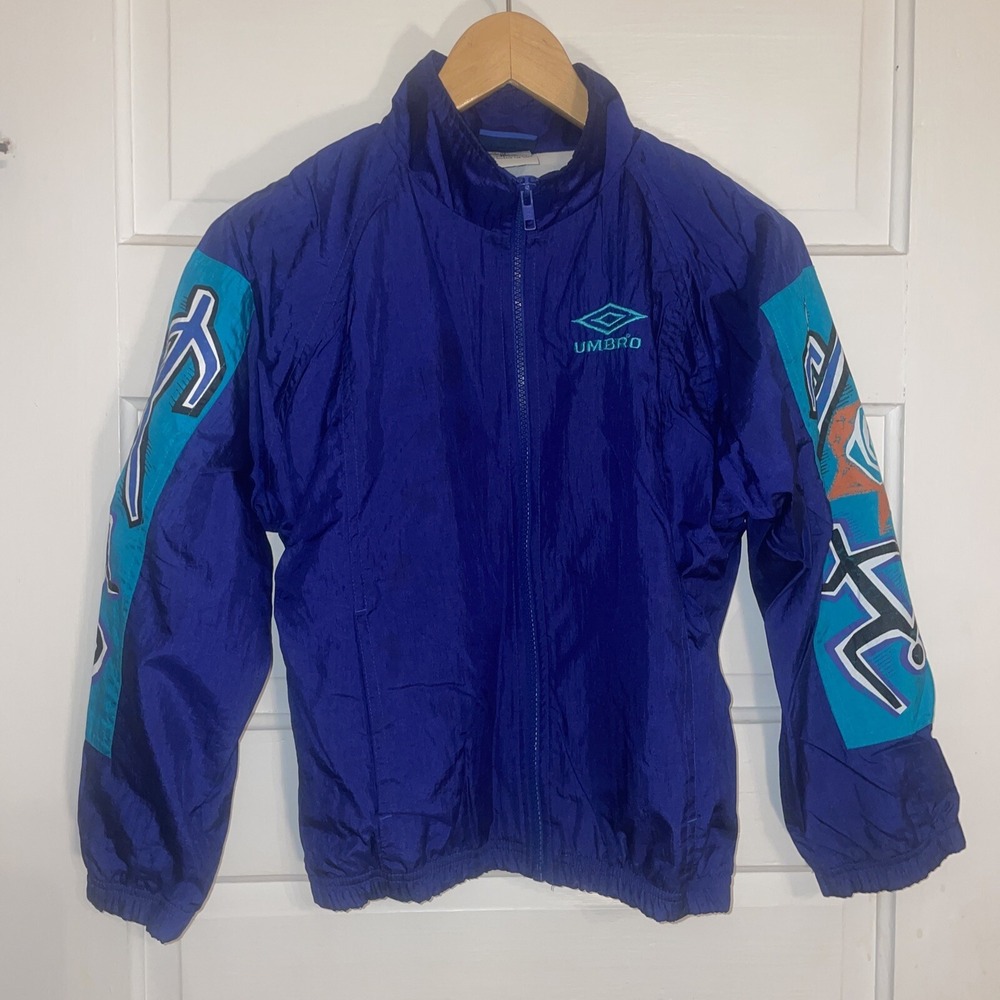Vintage Umbro Warm Up Jacket Windbreaker Soccer Purple Teal Youth Medium‎